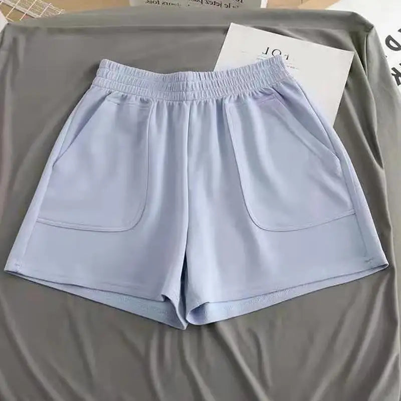 Summer High-Waist Solid Color Shorts-HighTouch