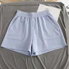 Summer High-Waist Solid Color Shorts-HighTouch