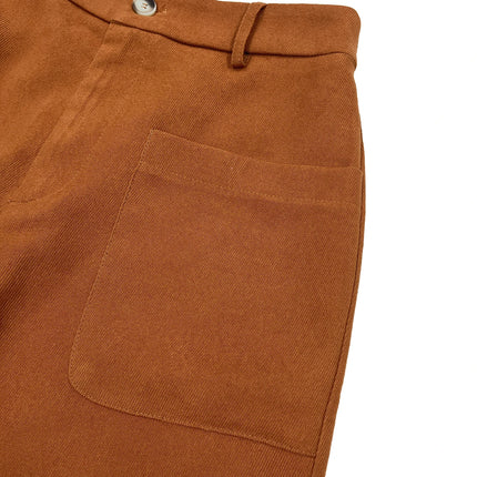 All-Season High Waist Wide-Leg Trousers for Women – Button Front & Pockets