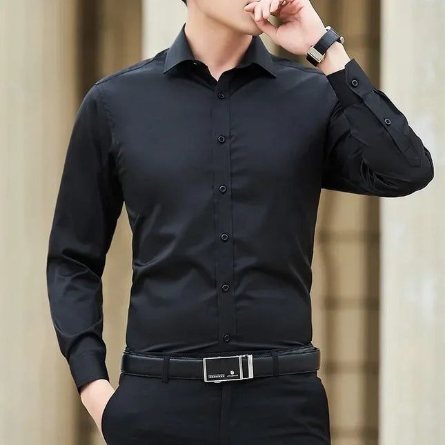 Men’s Big & Tall Business Shirt – Solid Color Long Sleeve (up to 8XL)