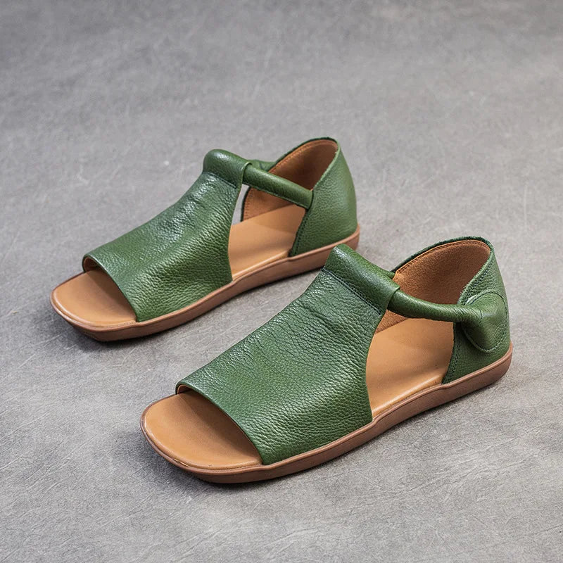Women’s Retro Fish-Mouth Flat Sandals Casual Summer Slip-On Shoes-HighTouch