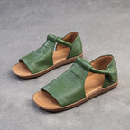 Women’s Retro Fish-Mouth Flat Sandals Casual Summer Slip-On Shoes-HighTouch