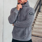 Solid Colour Zipped Fleece Hoodie Men