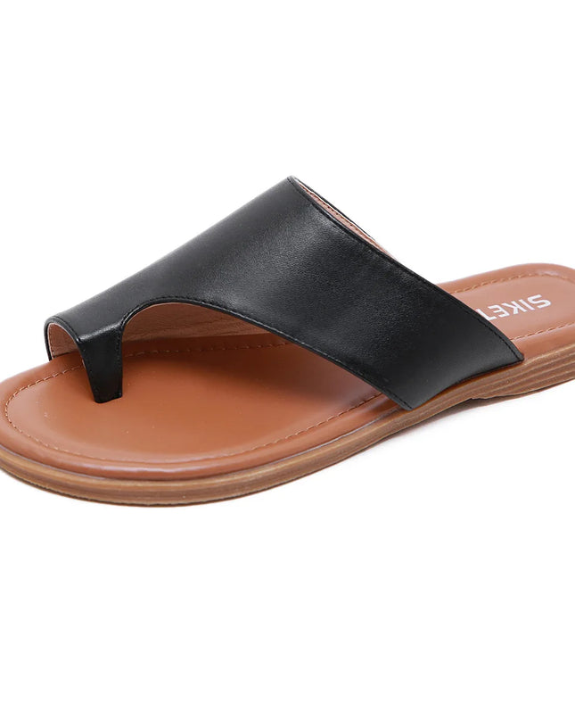 Women’s Flat Leather-Look Thong Sandals