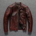 Premium Genuine Cowhide Leather Biker Jacket - Vintage Motorcycle Style, Durable & Classic-HighTouch