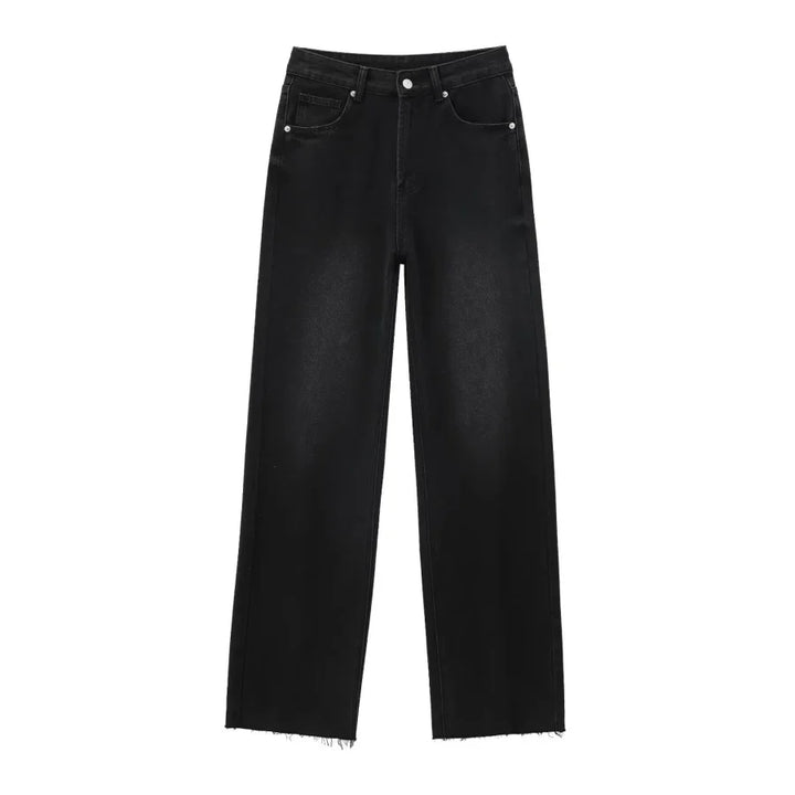 Women’s Wide-Leg High-Waist Jeans Casual Denim Pants-HighTouch