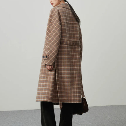 British Plaid Wool Suit Jacket for Women