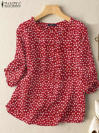 ZANZEA Floral Tunic Blouse – 3/4 Sleeve Printed Shirt for Women-HighTouch