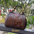 Luxury Handmade Women Shoulder Bag Vintage Carved Leather Women's Bag-HighTouch