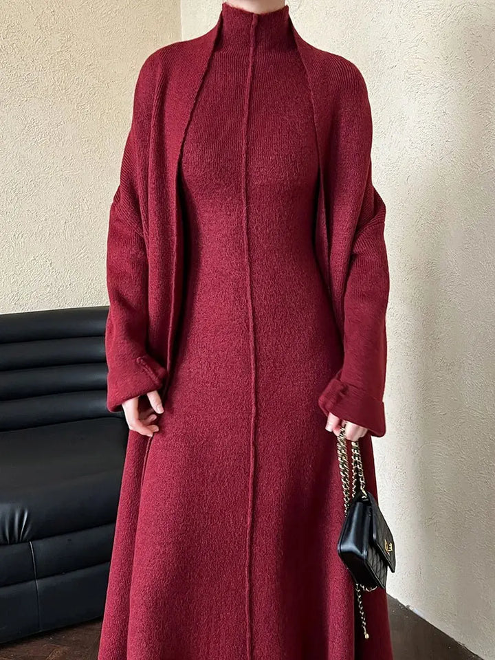 Women’s Knit Dress & Long Cardigan Set-HighTouch