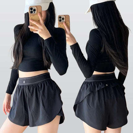 Summer Women's Thin Fast Drying Sports Shorts Elastic High Waist Loose Yoga Shorts Comfortable Yoga Running Gym Shorts
