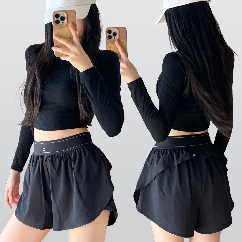 Summer Women's Thin Fast Drying Sports Shorts Elastic High Waist Loose Yoga Shorts Comfortable Yoga Running Gym Shorts-HighTouch