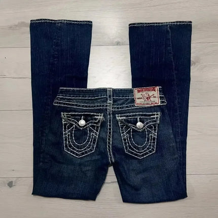 Y2K Buddha High-Waist Bootcut Jeans