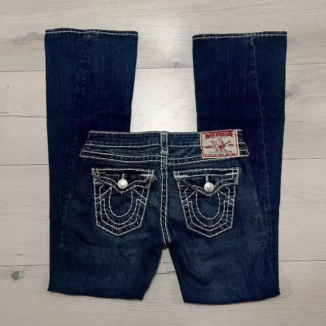 Y2K Buddha High-Waist Bootcut Jeans