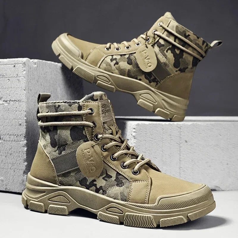 Men’s Camouflage Platform High-Top Boots
