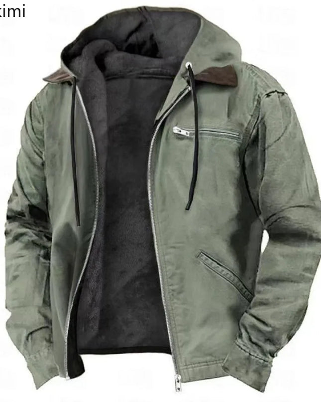 Men’s Full-Zip Polar Fleece Hoodie – Warm Casual Hooded Jacket