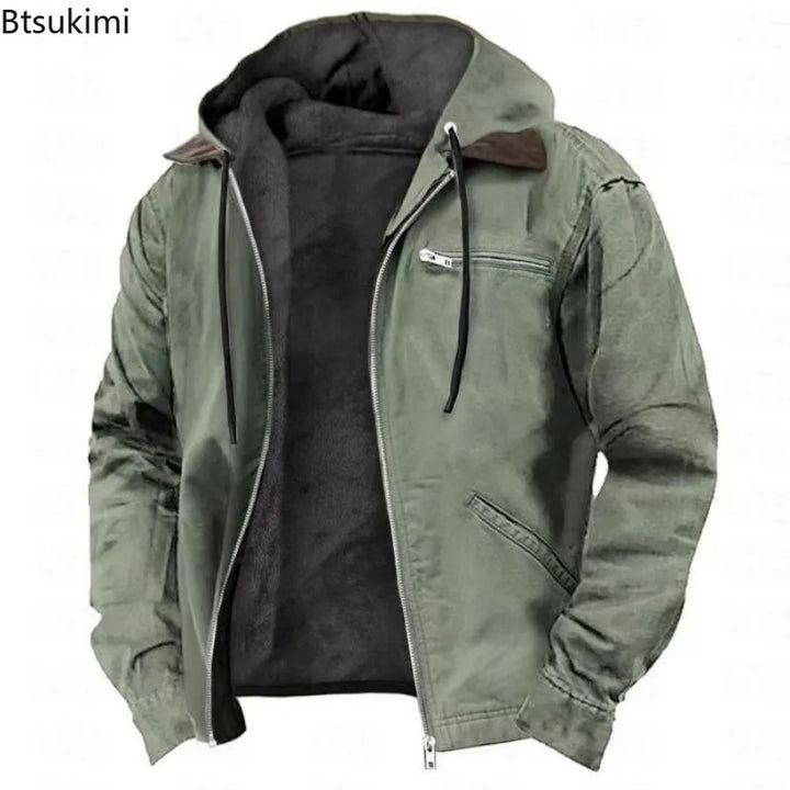 Men’s Full-Zip Polar Fleece Hoodie – Warm Casual Hooded Jacket-HighTouch