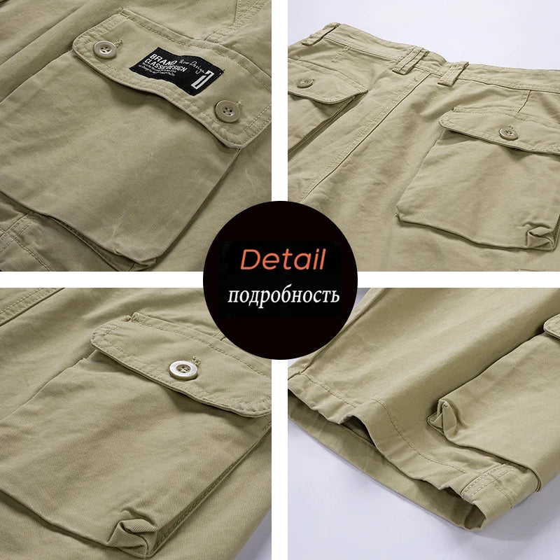 Men’s Cotton Cargo Shorts – Breezy Bermuda Jogger with Utility Pockets-HighTouch