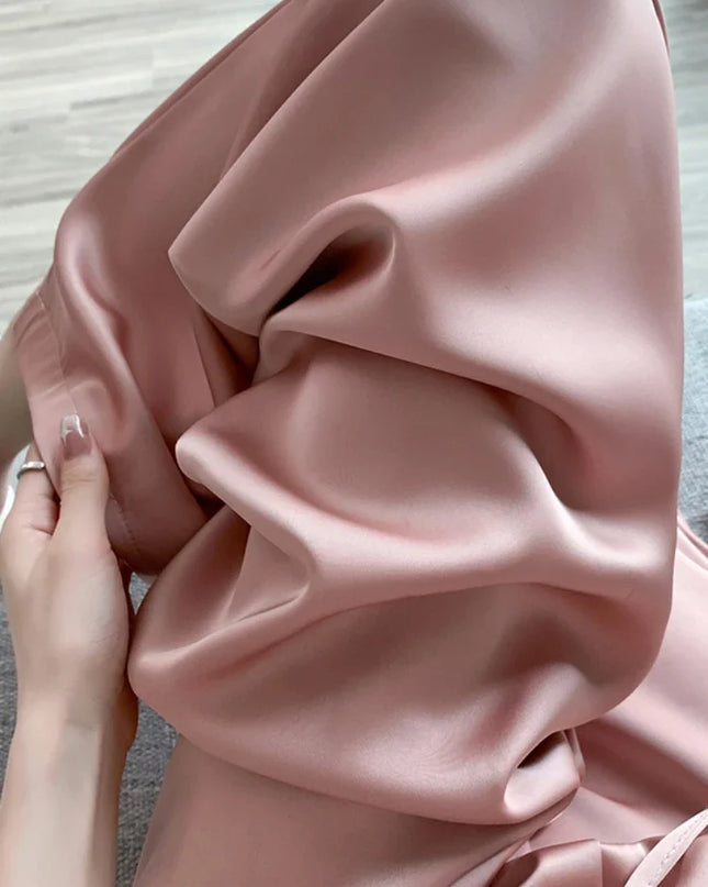 Cool & Chic – Ice Silk Satin High-Waist Wide-Leg Pants