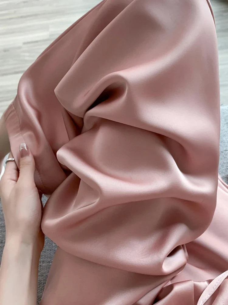 Cool & Chic – Ice Silk Satin High-Waist Wide-Leg Pants