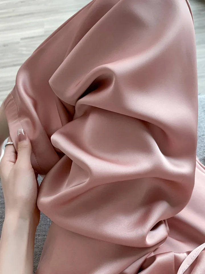 Cool & Chic – Ice Silk Satin High-Waist Wide-Leg Pants-HighTouch