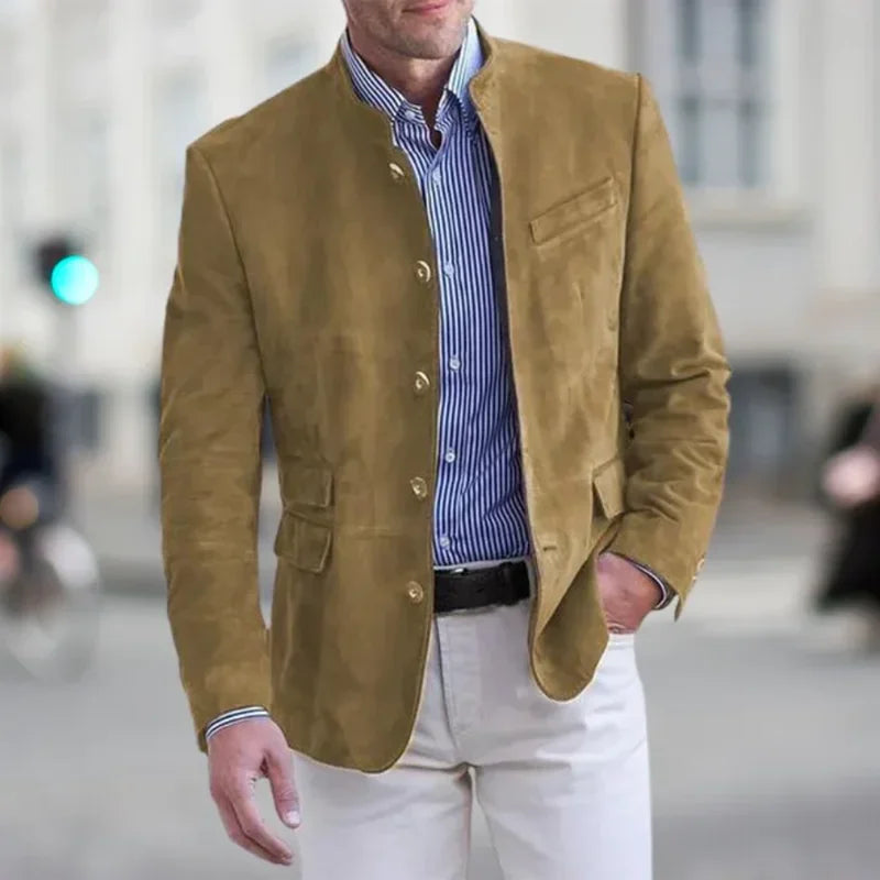 Solid Colour Slim Suit Jacket Men-HighTouch