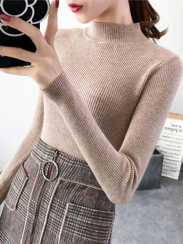 Women’s Stretch Knit Pullover Sweater – Slim Fit Casual Top-HighTouch