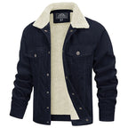 Men Corduroy Jacket Casual Vintage Button Up Coat-HighTouch
