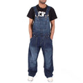 Men’s Baggy Denim Overalls Jumpsuit – Multi-Pocket Washed Suspenders