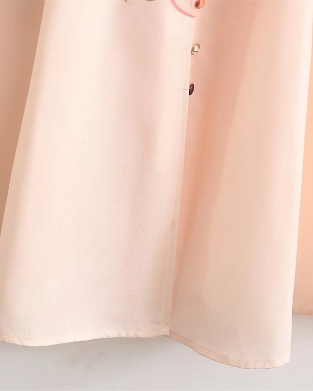 Zach Ailsa Stand-Collar Long-Sleeve Printed with Belt Shirt Style Dress