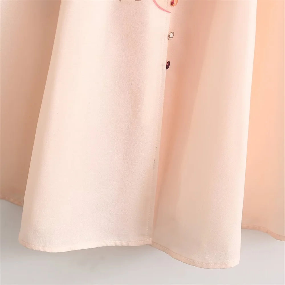 Zach Ailsa Stand-Collar Long-Sleeve Printed with Belt Shirt Style Dress-HighTouch
