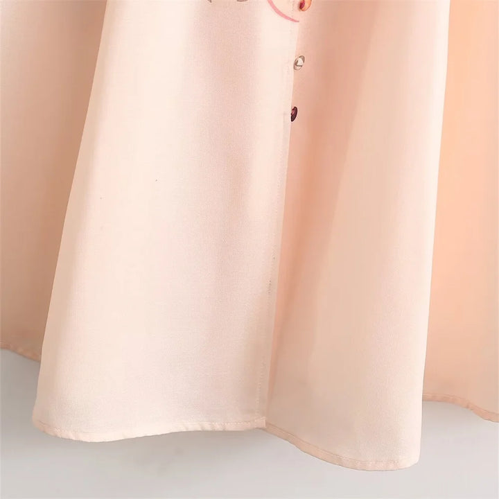 Zach Ailsa Stand-Collar Long-Sleeve Printed with Belt Shirt Style Dress-HighTouch