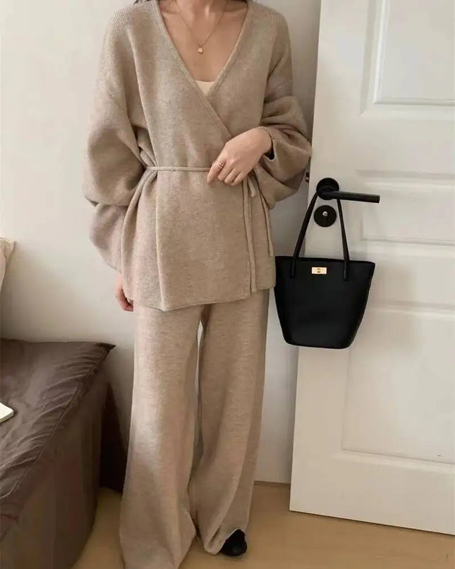 Women’s V‑Neck Knit Set