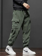 Men’s Elastic Waist Straight-Leg Casual Trousers-HighTouch