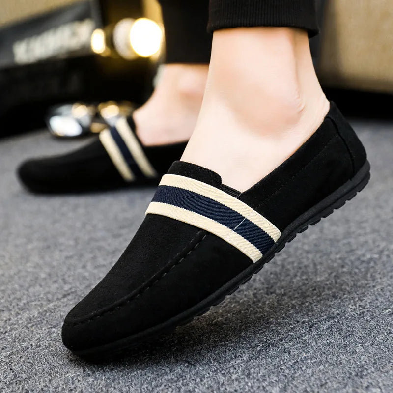 Men’s Black & Blue Slip-On Loafers-HighTouch