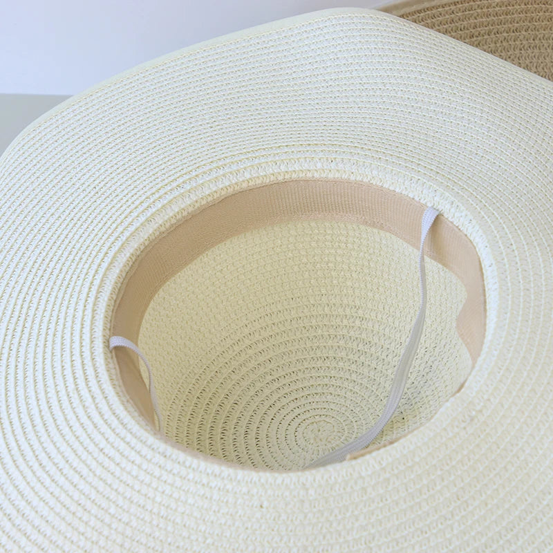 Wide-Brim Straw Fedora with Bowknot – Packable Summer Sun Hat-HighTouch
