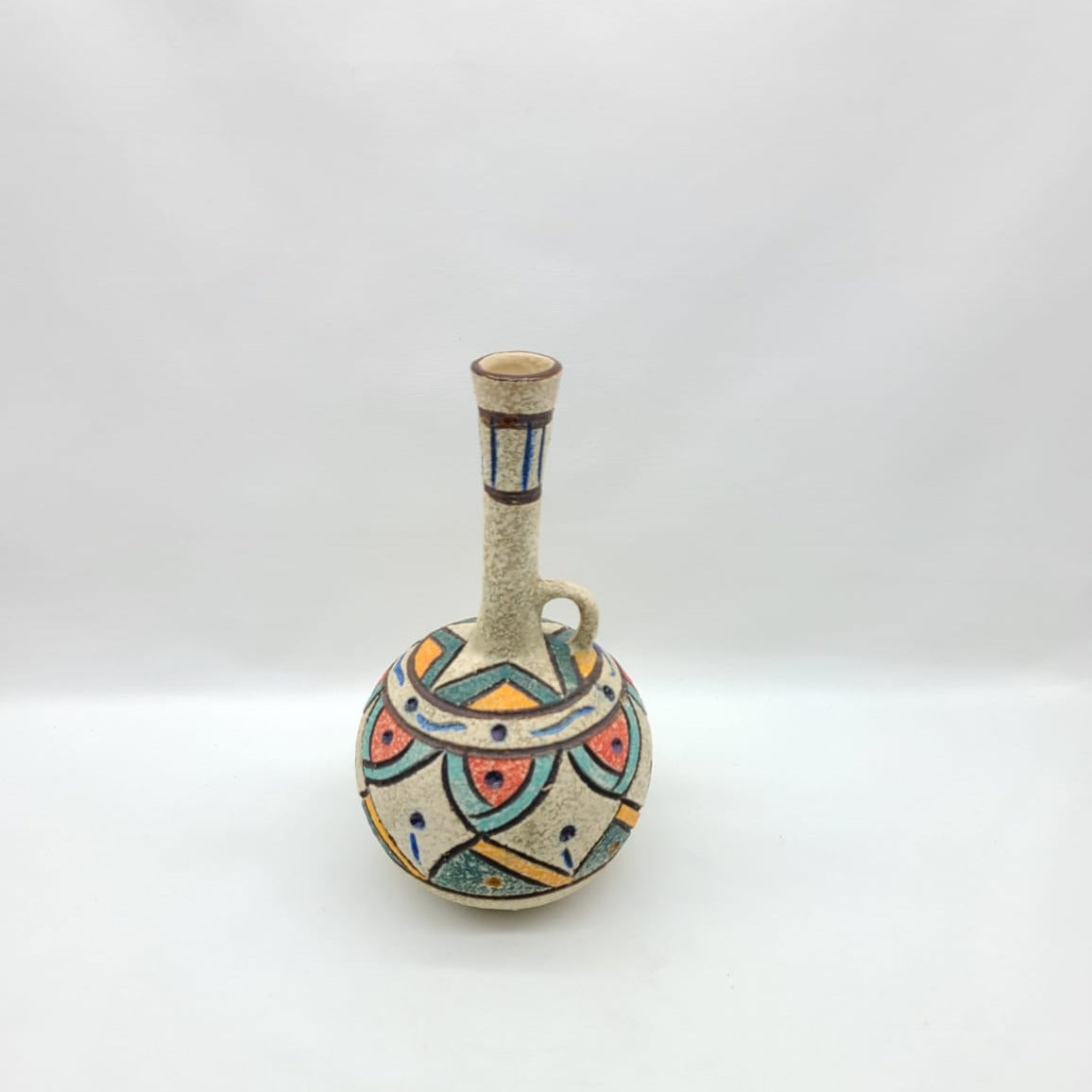 Sialk Ceramic Bottle Neck Handle Vase - HighTouch 