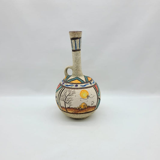Sialk Ceramic Bottle Neck Handle Vase - HighTouch 