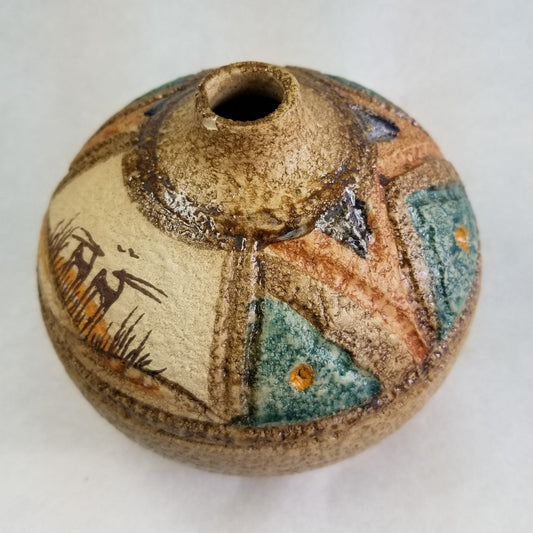Sialk Ceramic Round Vase - HighTouch 