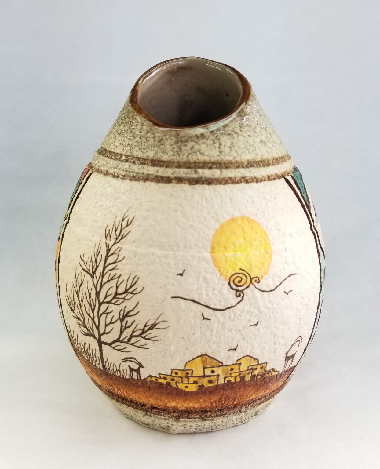 Sialk ceramic oval shaped vase