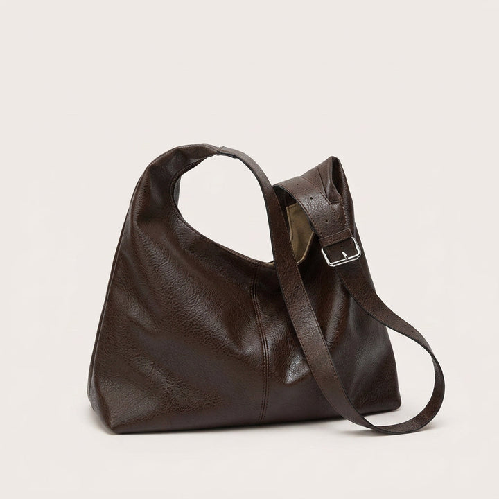 Melina Daily Hobo Bag - Grained PU Leather, Adjustable Shoulder Strap