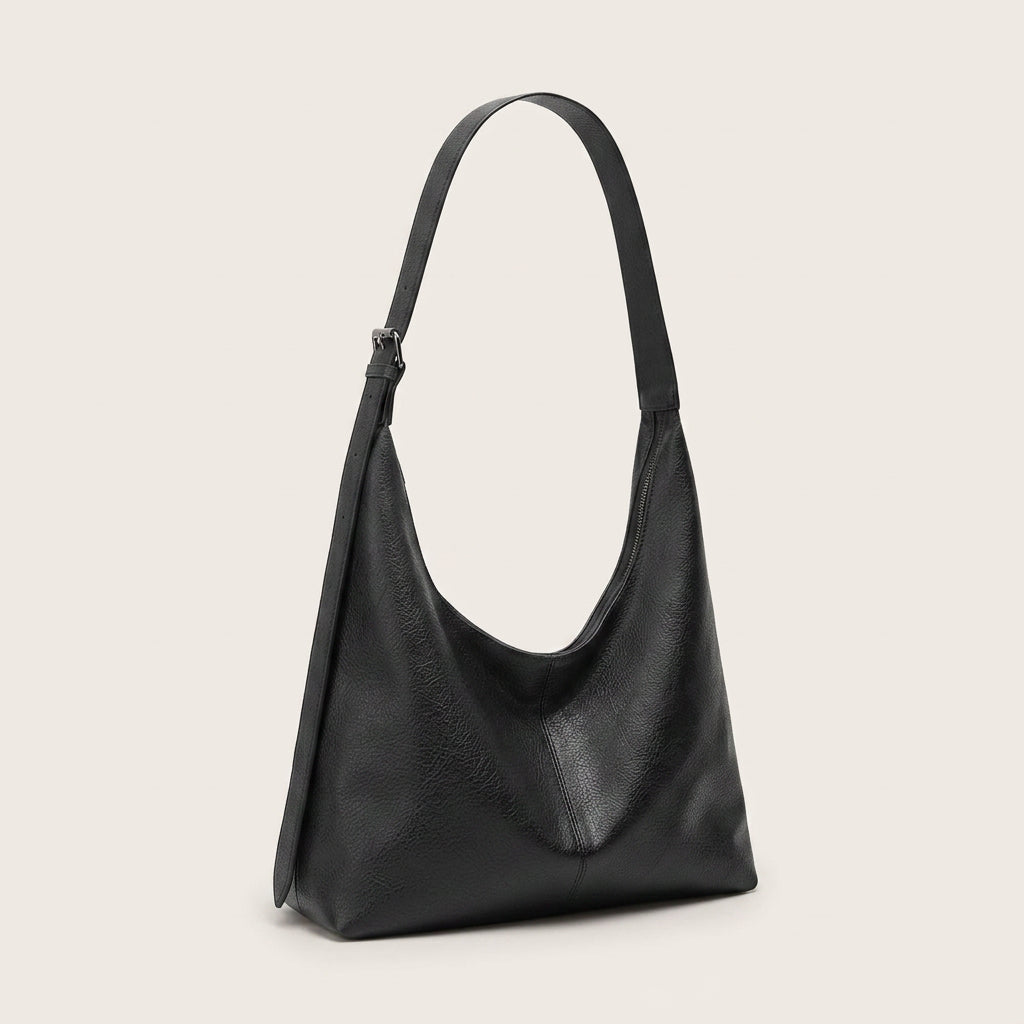 Melina Daily Hobo Bag - Grained PU Leather, Adjustable Shoulder Strap