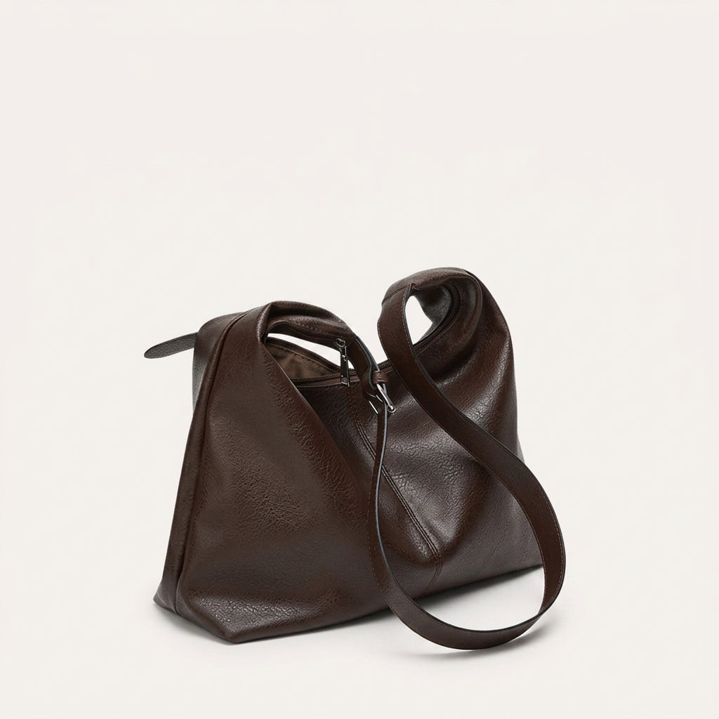Melina Daily Hobo Bag - Grained PU Leather, Adjustable Shoulder Strap
