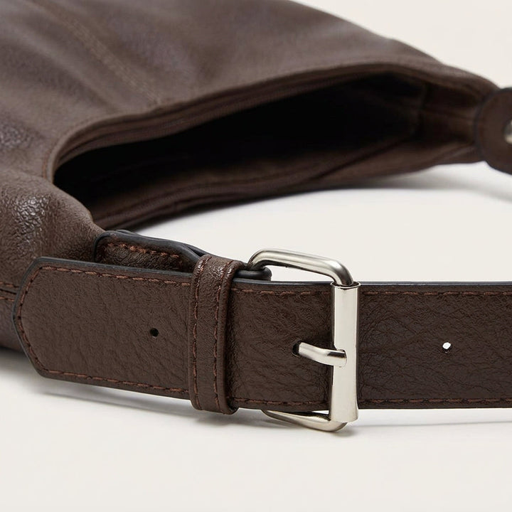 Melina Daily Hobo Bag - Grained PU Leather, Adjustable Shoulder Strap