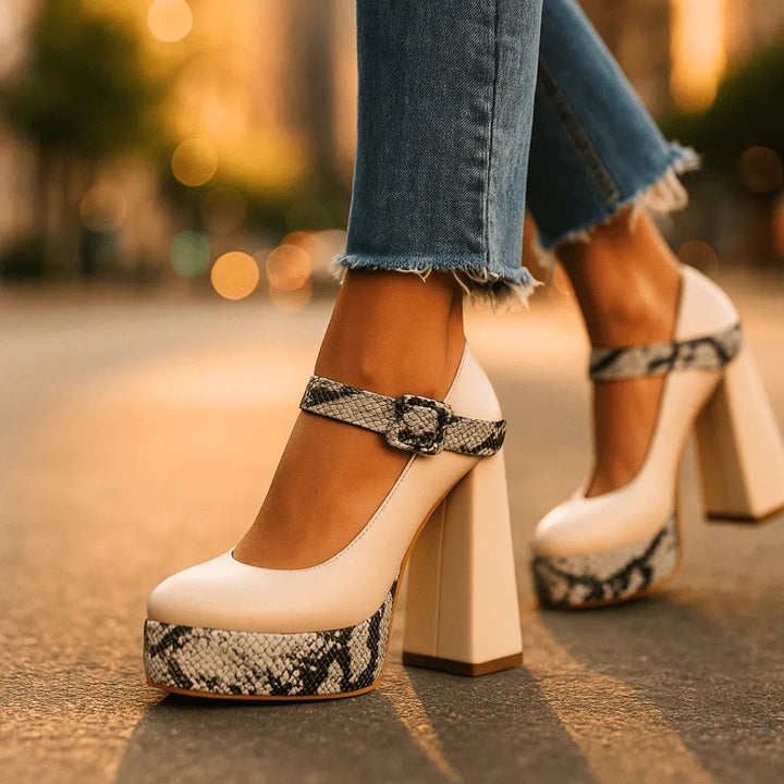 Women's Snakeskin Platform Heels – Orthopedic Arch Support