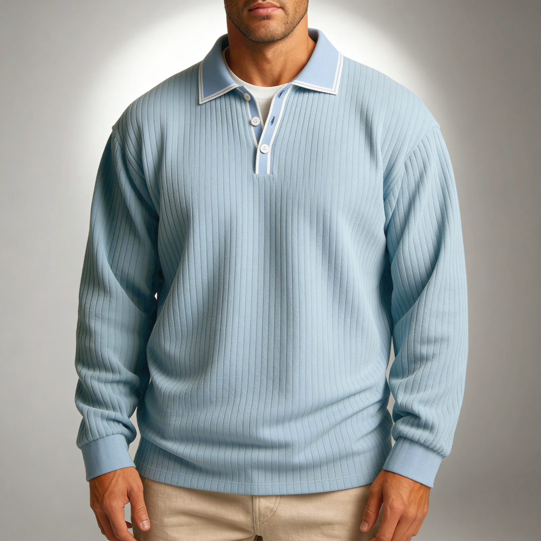 Men's Long Sleeve Polo Shirt – Lightweight & Breathable