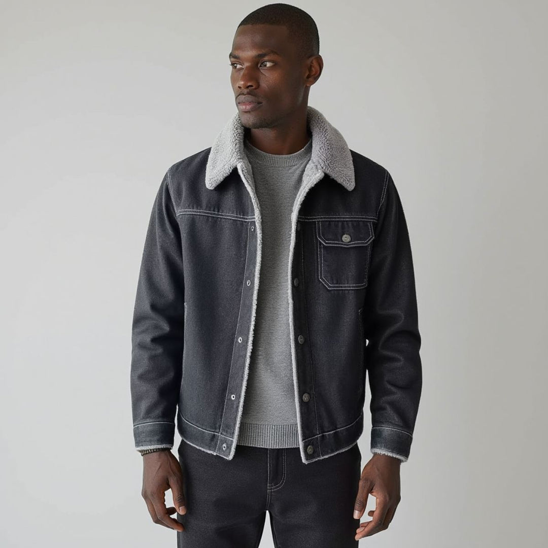 Men's Fleece Lined Denim Trucker Jacket