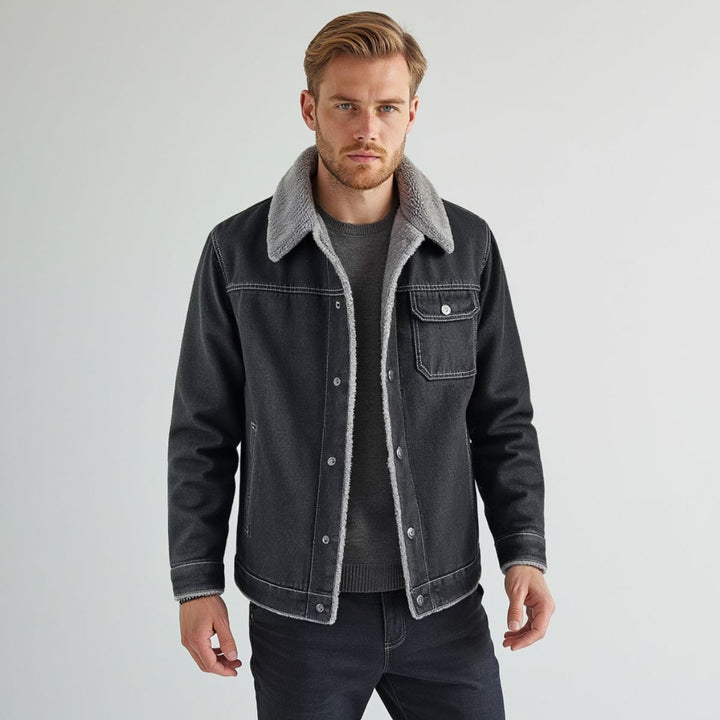 Men's Fleece Lined Denim Trucker Jacket