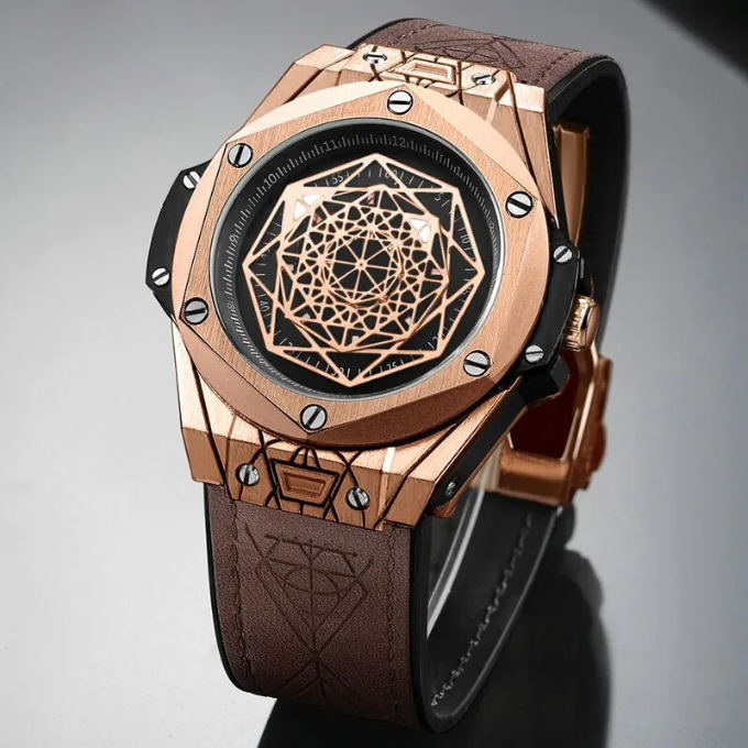 Men's Chronograph Watch with Leather Strap