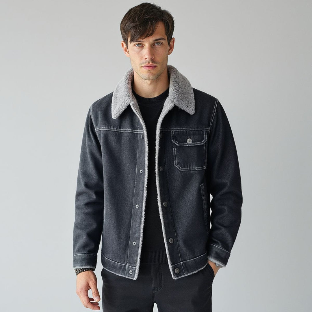 Men's Fleece Lined Denim Trucker Jacket